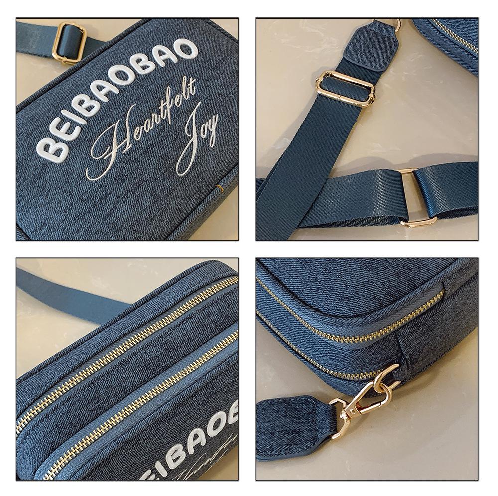 2025 Women's Embroidered Canvas Camera Bag - Small Square Crossbody with Wide Shoulder Strap for Phone & Commute