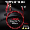 CUZEC 14FT/4.27M 14 AWG Extension Cord Eyelet Terminal With Battery Clamp 12V/ 24V Battery Clip-On For High-Power Inverter And More (13.1FT LONG)