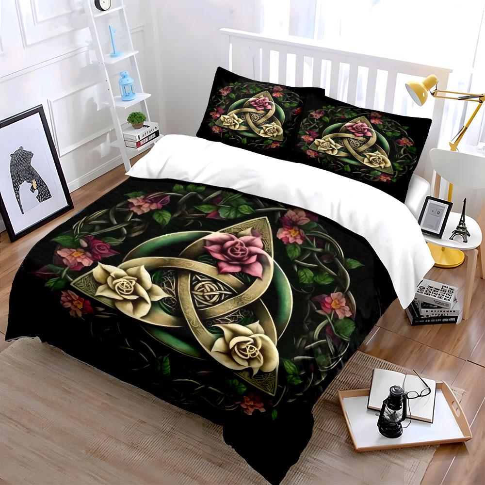 Celtic Rose Wall Art Set Multiple Sizes Kid'S And Adults' Bedroom Exquisite 3Pc Bedding Set, Gift
