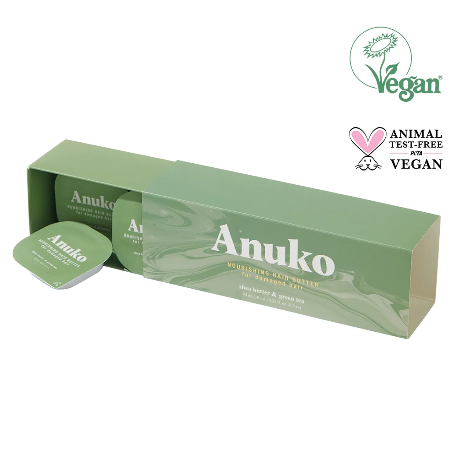 

Anuko Nourishing Hair Butter For Damaged Hair Treatment #Shea Butter & Green Tea 10ml*9ea Hair Treatment