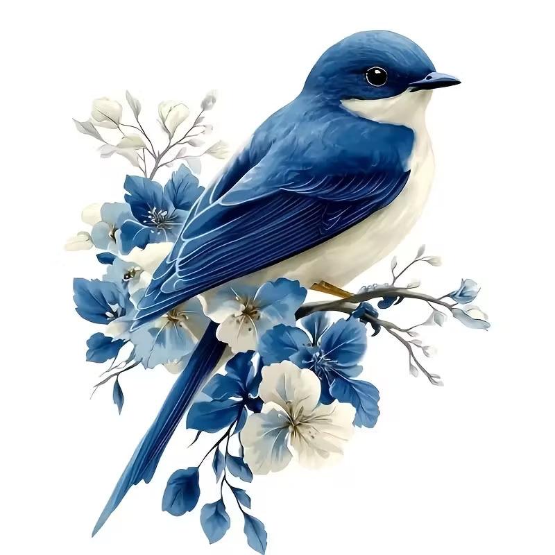 Bluebird Flower Car Stickers: Creative Vinyl Decals