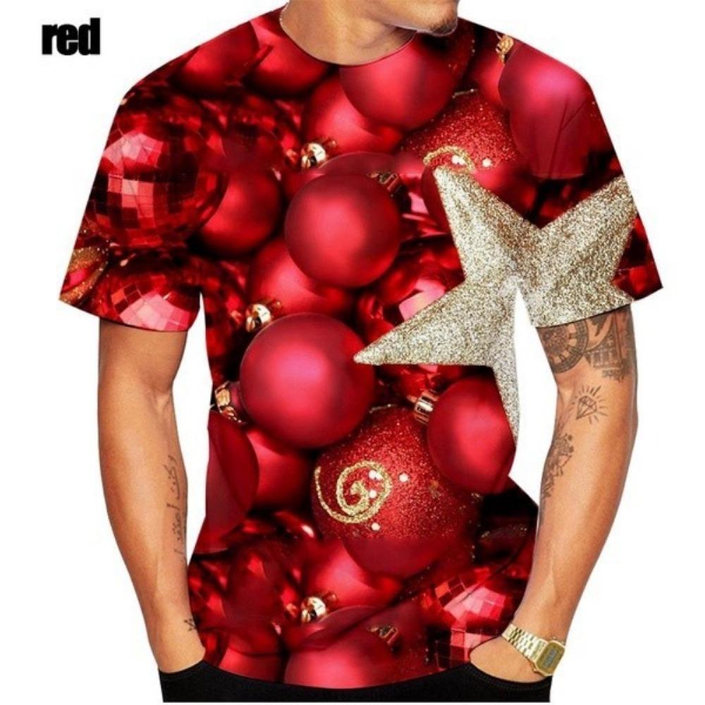 

Новая летняя мужская футболка с 3D-принтом на рождественскую тематику, повседневная футболка большого размера 6XL