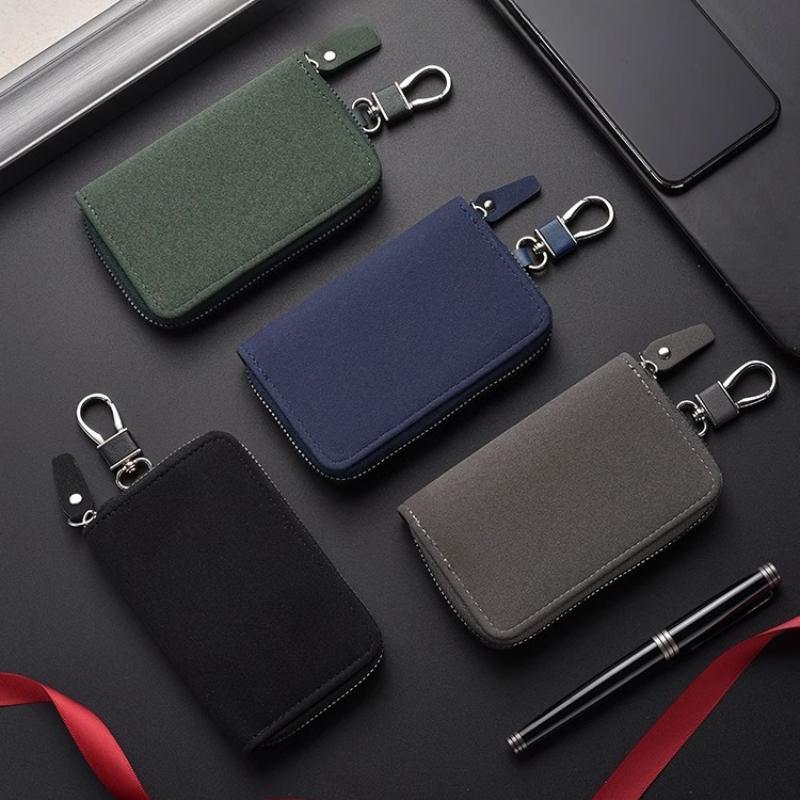 New Leather Keychain Men Women Key Holder Organizer Pouch Large Capacity Car Key Wallet Housekeeper Key Case Mini Card Bag