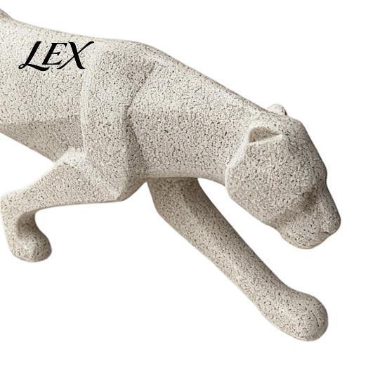 Stable Desk Art Piece 3D Geometric Cheetah Ornament, Durable PLA Modern Minimalist Sculpture, Artistic Animal Figurine Stone Texture Statue, for Home