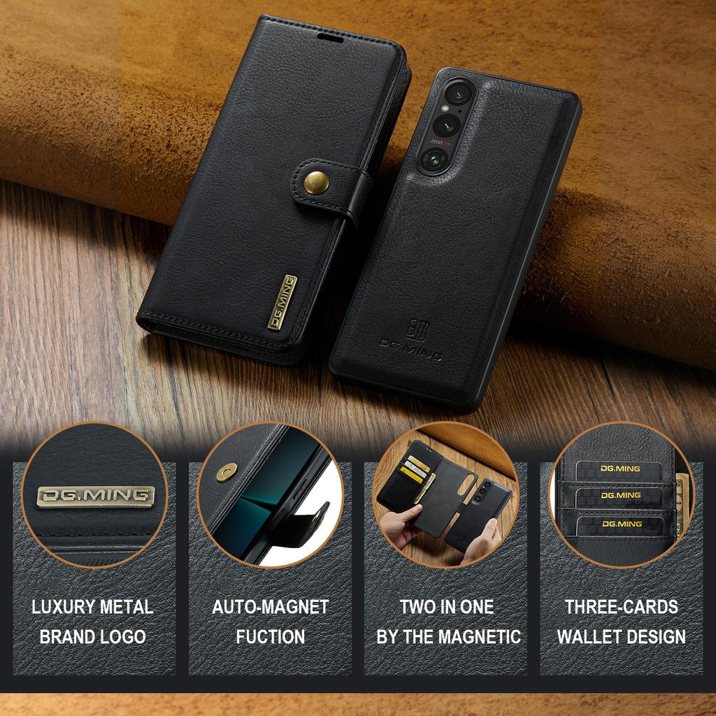 DG.MING for Sony Xperia 1 VI Case Detachable Split Leather Phone Cover