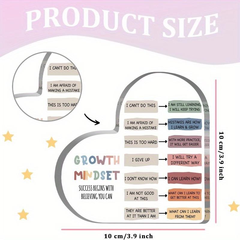 Growth Mindset Deko, Mentale Gesundheit Therapiebüro Klassenzimmer Kunst Pädagogisches Acrylherz Inspirierendes Geschenk