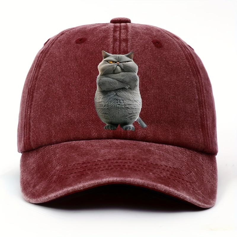 Cute cat printed baseball cap suitable for both men and women for outdoor wear, sun protection preferred