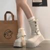 Winter Platform Thick Sole Women Snow Boots Height Increase Punk Style Women's Shoes Female Slip On Warm Cotton Short Booties