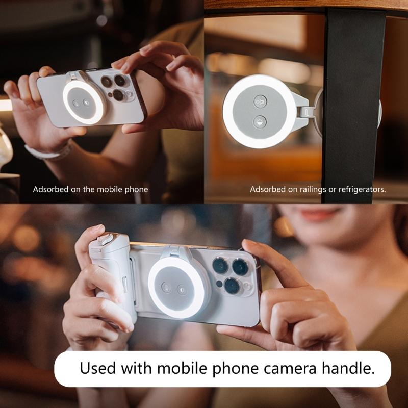 Rechargeable Magnetic LED Phone Light Multiple Brightness Level for Social Media Content Creators Video Calls Streaming