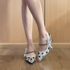 Baotou Sandalen Damen Silber Spitz Perle Schleife Kette Keilabsatz Schön Cool Einzelne Schuhe