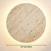 Modern Round Travertine Wall Sconce, Natural Stone Wall Light Fixture, LED Wall Lamp with Warm White Glow, Indoor Wall Lighting for Bedroom, Living