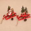 Weihnachtsschlitten Miniatur Holz Weihnachtsmann Schneemann Hirschschlitten Ornament für Kinder Geschenk Desktop Kleine Ornamente aus Holz abnehmbar