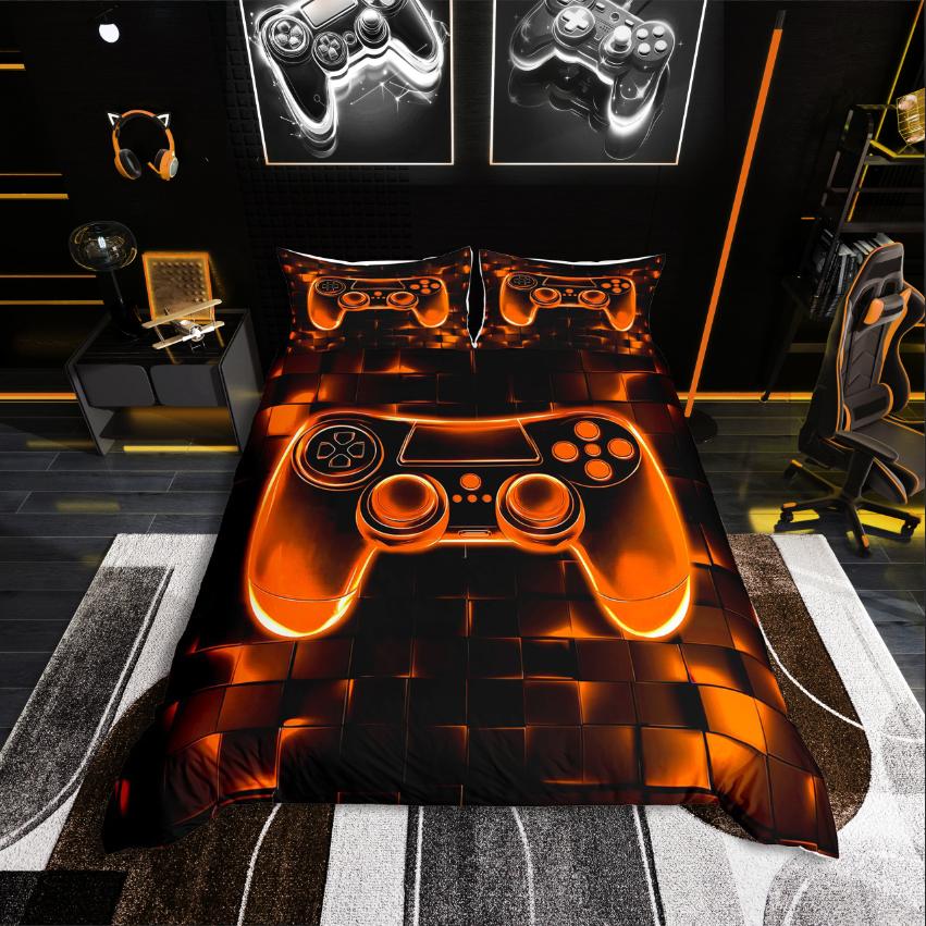 

Comforter Homewish Video Game Gradient Gamepads For Boys Bedding Setfuturistic Cubes Decor Comforter (quilt)-EU Single(135*200cm)3pcs
