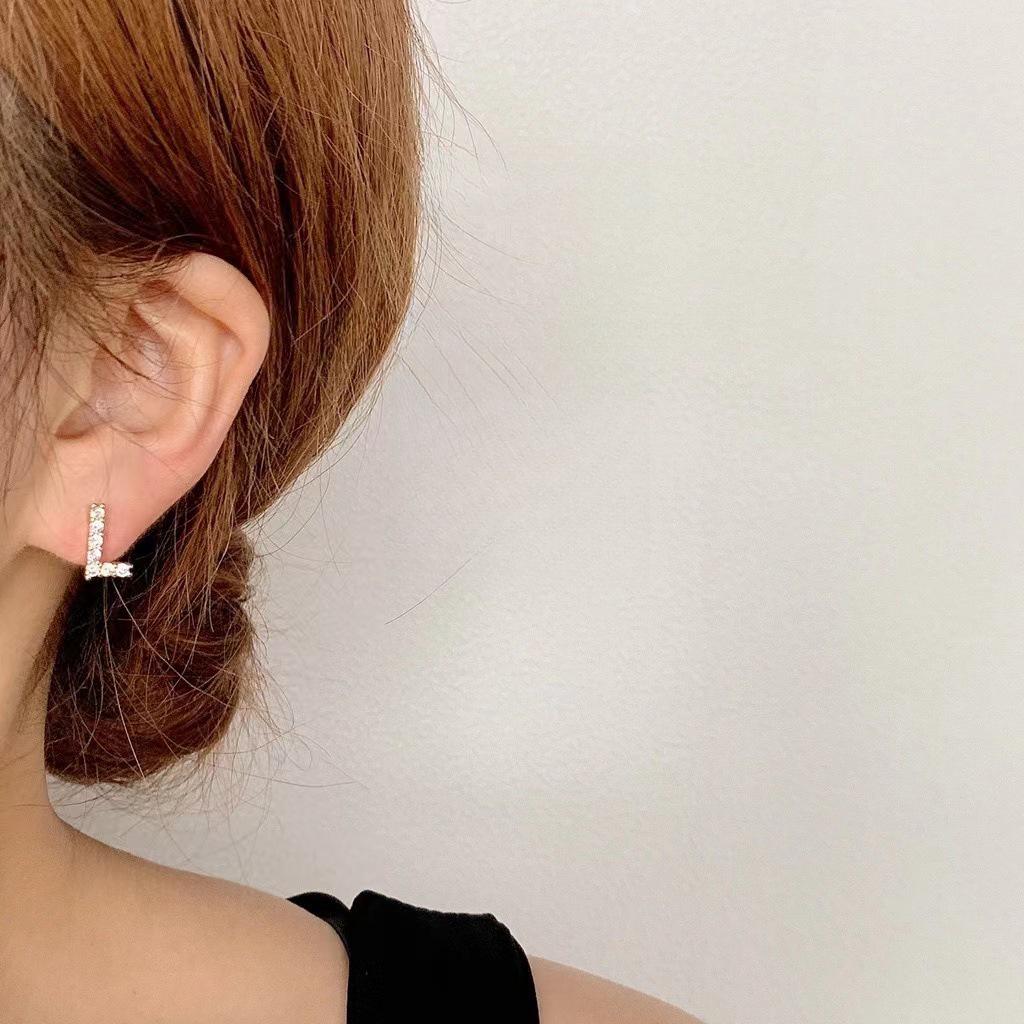 Korean Micro-Diamond Trendy Letter Stud Earrings: Elegant, High-End Accessories for Women's Unique Style.
