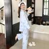 Women's 2025 Thin Cotton Polka Dot Pajama Set - Long Sleeve Cardigan & Pants for Indoor/Outdoor Wear