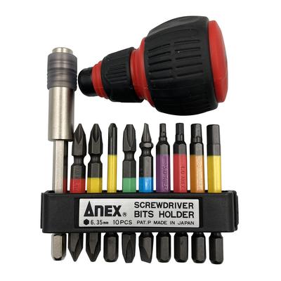 ANEX Color Bit Extension Holder with Interchangeable Handles, 9-Piece Set, ACMH9-EH