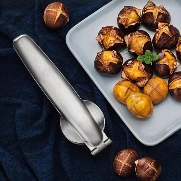 2-i-1 kastanjemaskin Kökstillbehör rostfritt stål kastanjeknäcköppnare Slida Cutter Metallnötter Clip Valnöttång Verktyg