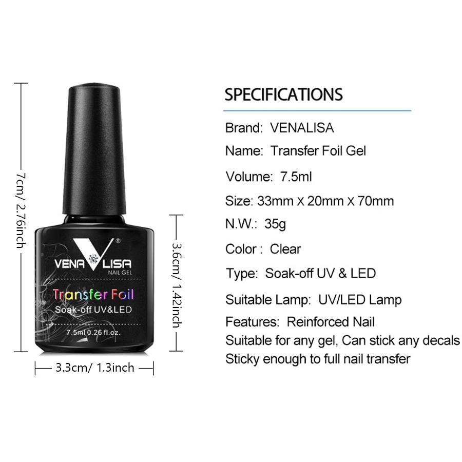 Nail Art Transfer Foil Gel 7.3ml Soak Off UV/LED Easy Apply Manicure Enamel Gel Polish