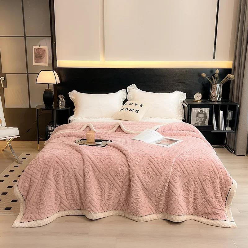 

Новое теплое одеяло из резного бархата в европейском стиле для кровати, мягкое пушистое покрывало для дивана, супер теплое одеяло для осени и зимы 120x200cm 1pcs