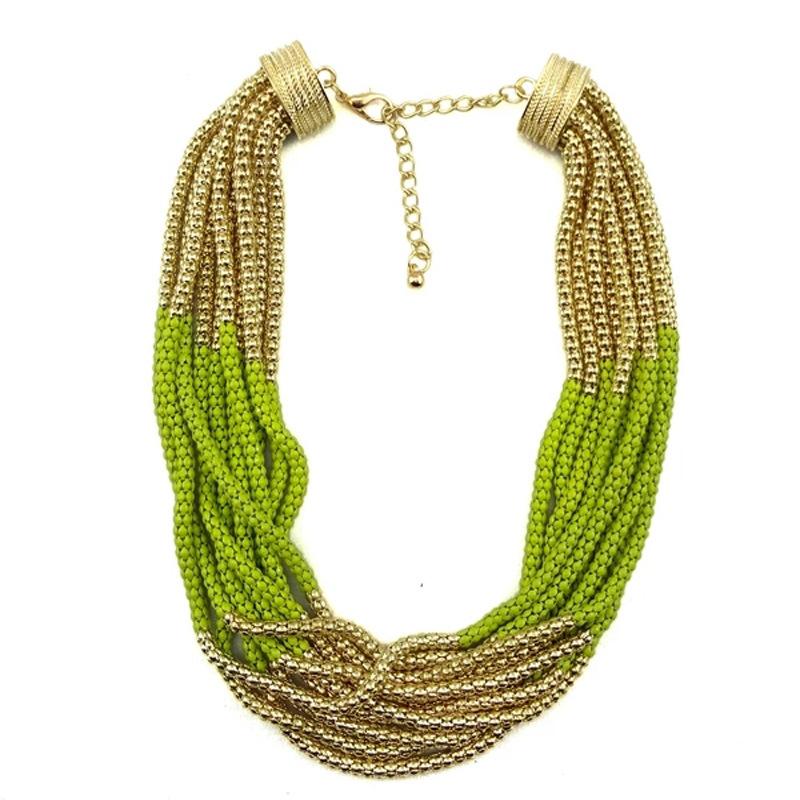 

Женское богемное многослойное короткое ожерелье ручной работы с красочными рисовыми бусинами и ожерелье в этническом ретро стиле с ветром зелёный