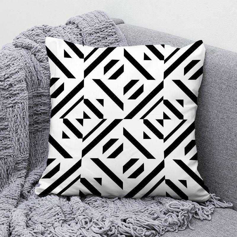 Simple Modern Black and White Geometric Pillow Cushion Living Room Sofa Pillow Back Super Pillow Case
