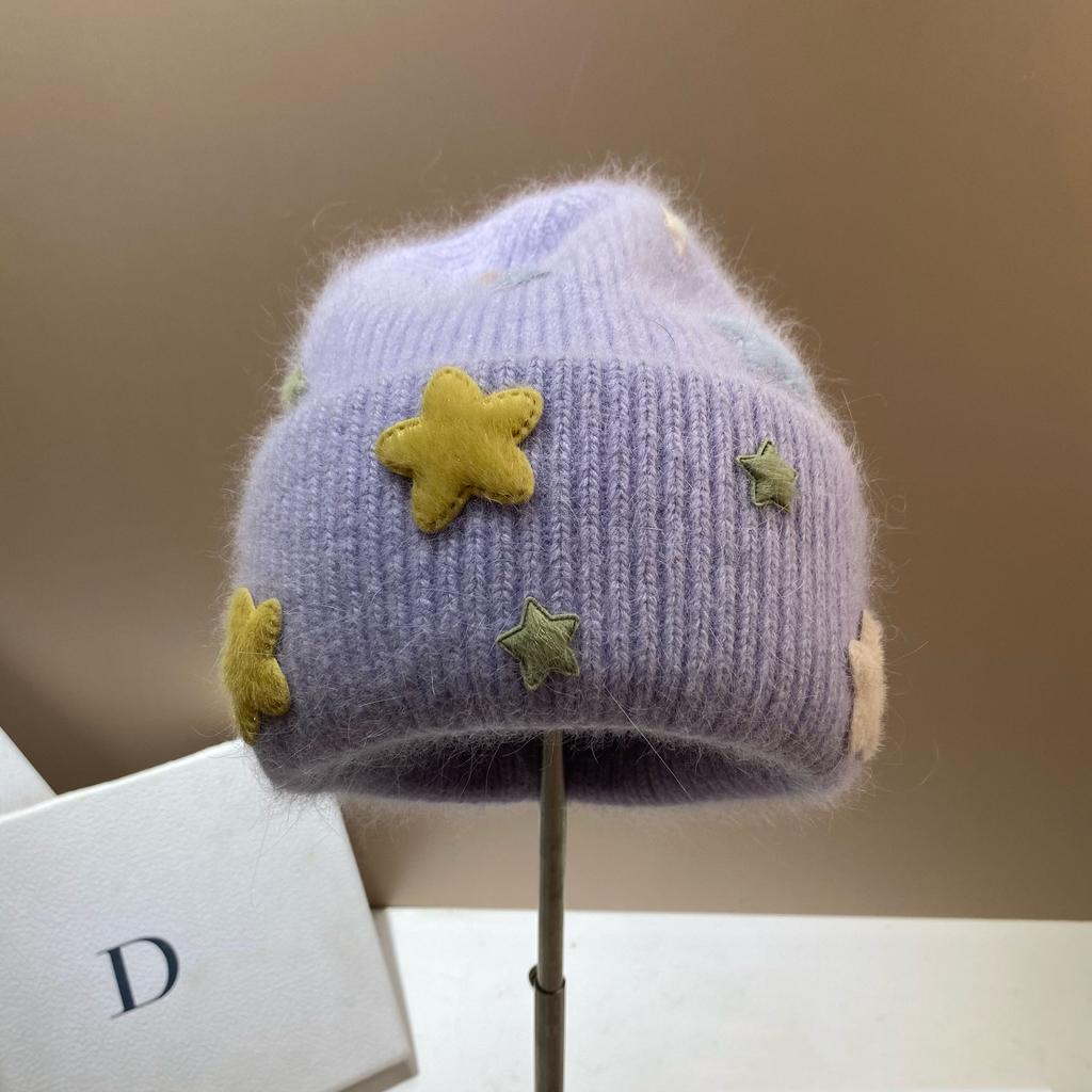 Russia Winter Warm Angora Long Rabbit Hair Knitted Hat Sweet Small Fragrant Soft Waxy Wool Ear Hat