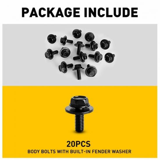 Karosserieschrauben x Schrauben Lang 16mm M6-1.0 17mm - - Unterlegscheibe 10mm Sechskant - Satz mit 40