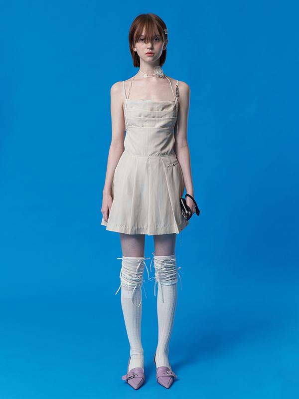 Kirsh Back-Point Pleated Woven Dress [Multi]