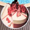 Gift Box Round Beach Towel, Superfine Polyester Sand Resistant Beach Blanket, Absorbent Quick Dry Portable Pool Towel Picnic Mat