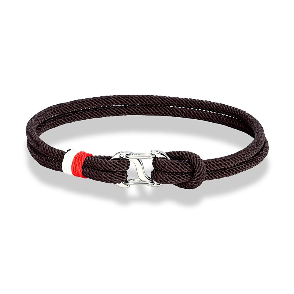 Navy Blue Braided Rope Bracelet Stainless Steel Double Push Carabiner Clasp Survival Bracelet for Men Women Couple Gifts