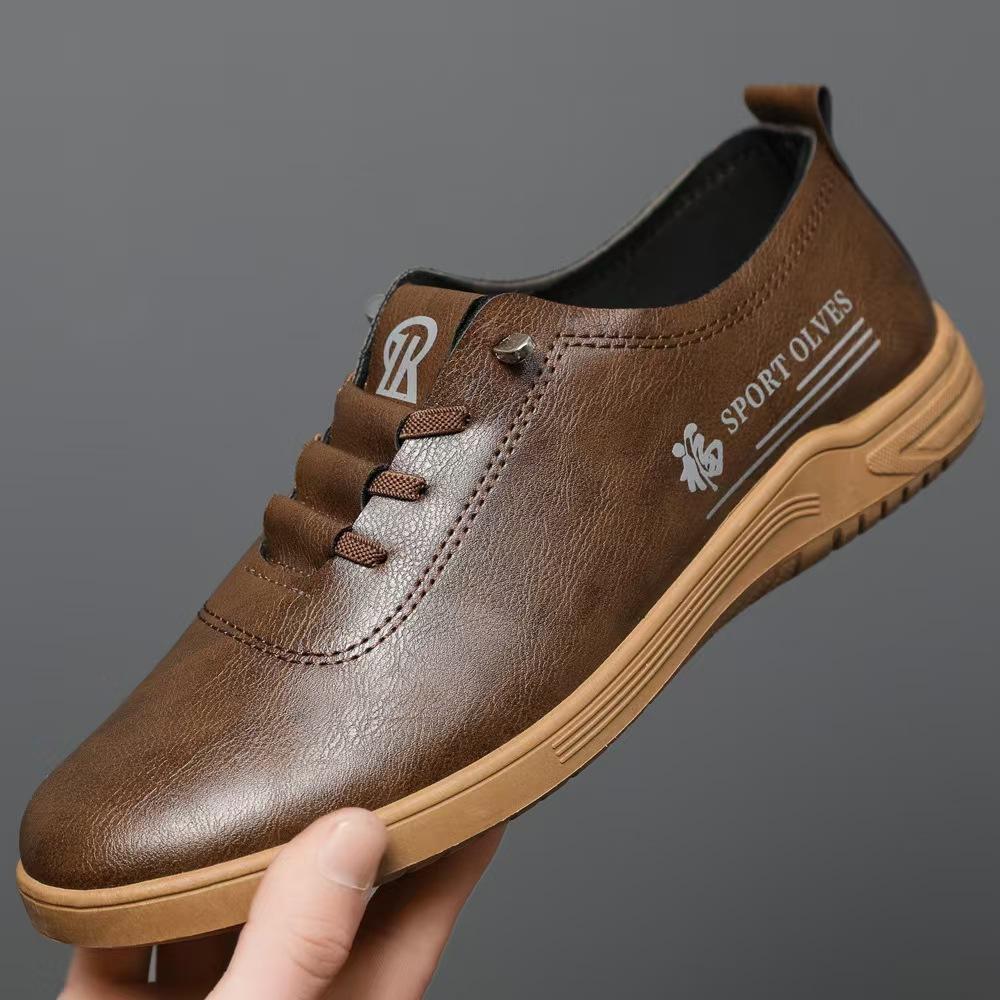 

Men s Four-season Business Leather Shoes Soft Sole Casual Shoes Small White Shoes British Bata Men s Beanie Shoes 43