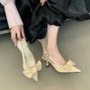 Fashion High Quality Suede Bow Design High Heels Women Sexy Pointed Toe Slingbacks Heeled Sandals 2025 Summer Elegant Women Casual Heels