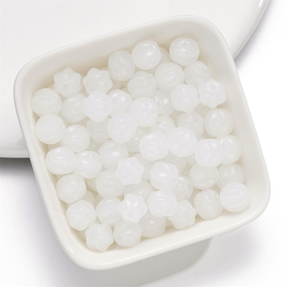 

20/50pcs 8mm Glass Pumpkin Beads Spacer Bead for Bracelet Necklace Earrings Keychain DIY Halloween Jewelry Making Accessories 20pcs білий