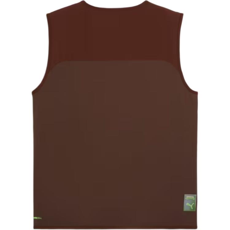 PUMA Color Block V-Neck Zipper Vest Men Tops Brown 630104-65