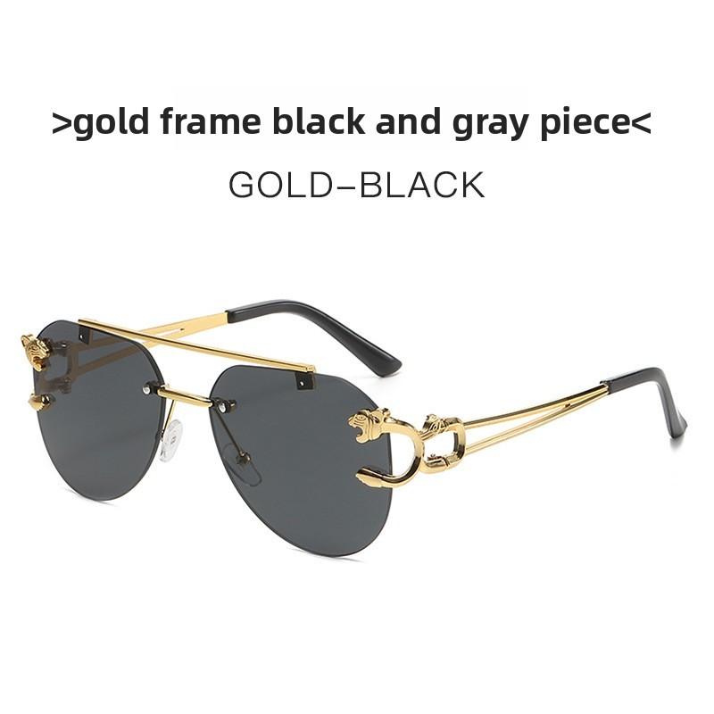 Leopard Style Frameless Sunglasses With Blue Pc Lenses For Fashion Travel And Outdoor Activities