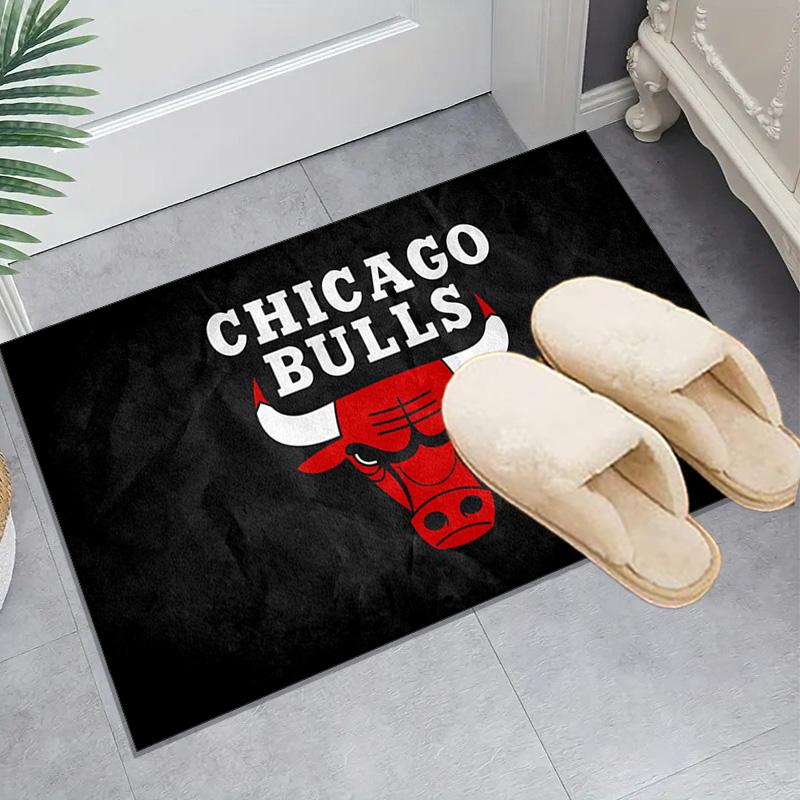 1PC Chicago-Bulls Logo Floor Mat for Living Room, Game Rooms, Office, Bedroom, Office Floor Mat Playful Design, Christmas Fan Gifts