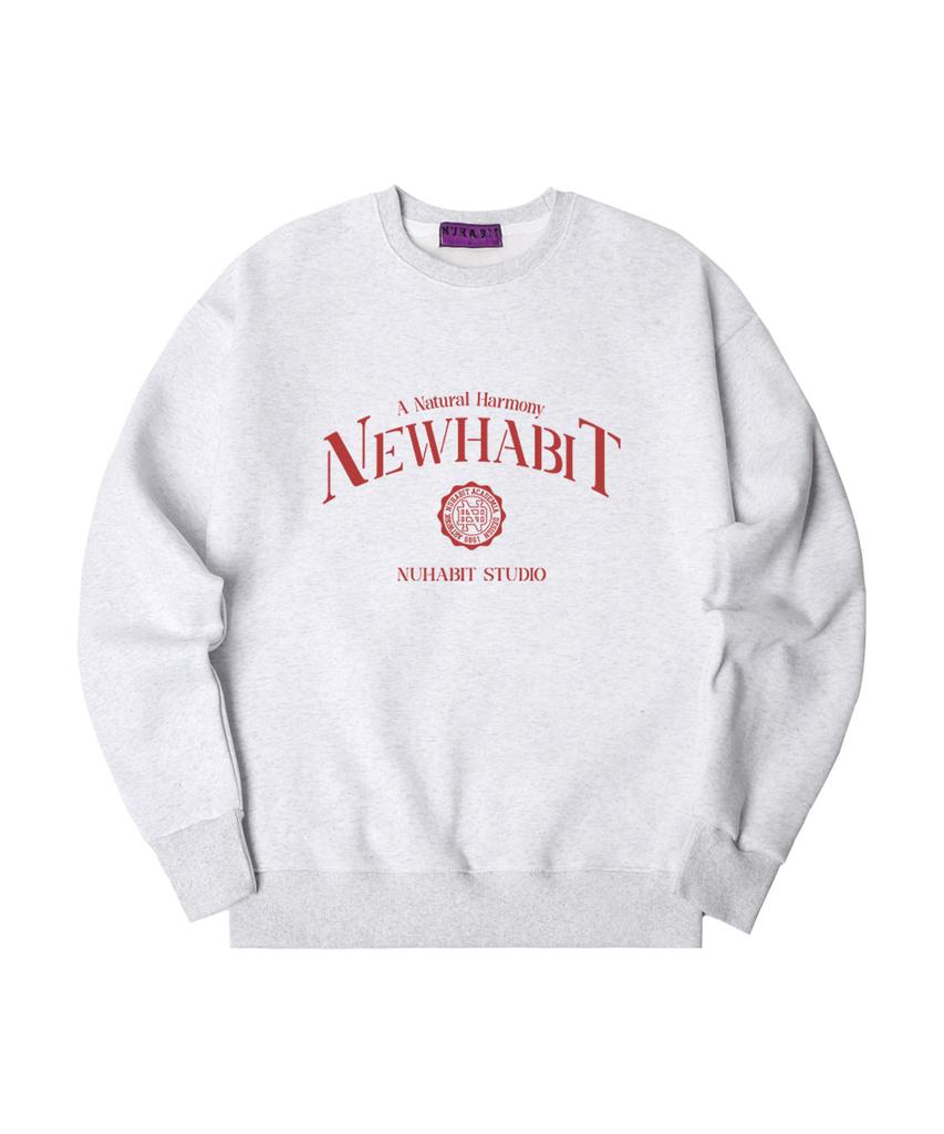 New Habit N/H Classic Cliche Oversized Fleece-Lined Sweatshirt_Melange White (Som4-4Nh1197)