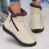Fashion Casual Side Zip Furry Snow Boots Women 2025 Winter Comfort Round Toe Medium Heel Booties Warm Short Plush Waterproof Ankle Boots