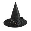 36cm 1Pcs 2025 Halloween Black Folds Witch Hat for Women Men Masquerade Party Carnival Costume Cosplay Props Halloween Decor