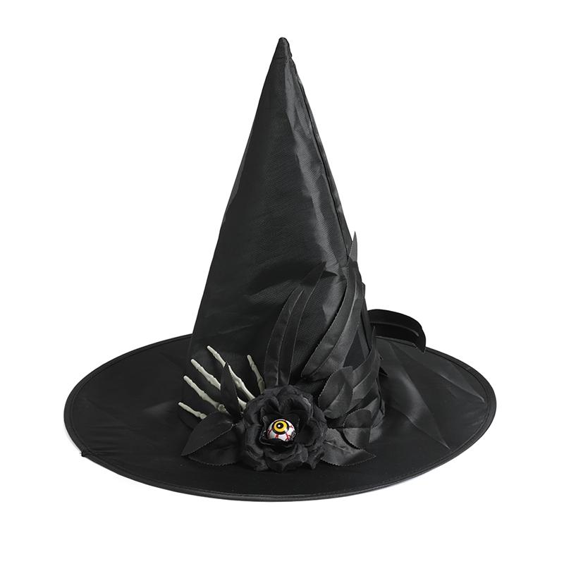 36cm 1Pcs 2025 Halloween Black Folds Witch Hat for Women Men Masquerade Party Carnival Costume Cosplay Props Halloween Decor