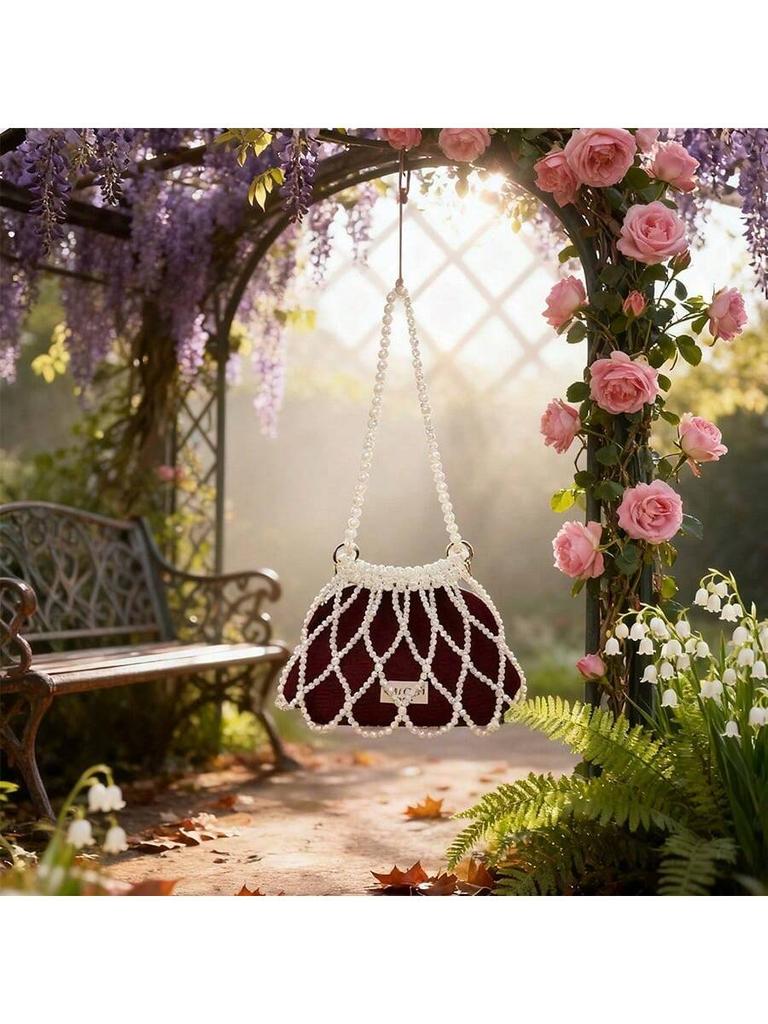 Designer Original Half Moon Bag - Handcrafted Red Crossbody with Detachable Pearl Strap, Artisan DIY Inspired Clutch GUCCI-GIFT-53