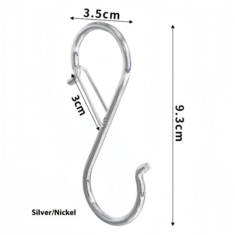 2/4/10 Pcs Metal S-Shape Spring Hook Kitchen Pot Rack Room Bags Clothes Towels Closet Rod S Hanger Hooks With Buckle Garden Hang