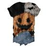 Women's Fashion Casual Three-quarter Sleeve Halloween Letters,  Face Print Top
