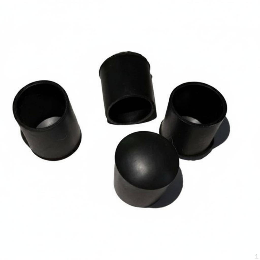 4 Pieces Black Rubber Footrest Cap Hollow Wheelchair Anti-Collision