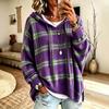 Women's Vintage Plaid Hooded Knit Sweater