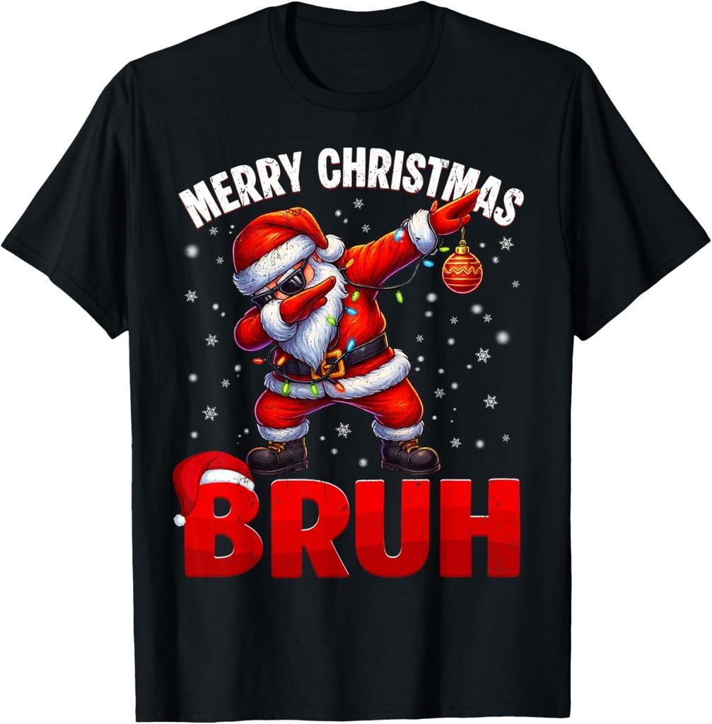 Bruh Merry Christmas Xmas Dabbing Santa Mens Boys Kids T-Shirt