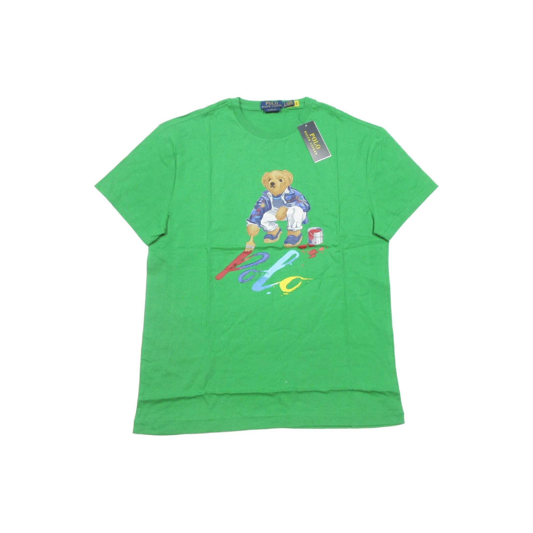 

Мужская футболка с коротким рукавом и круглым вырезом Polo Ralph Lauren с принтом медведя, топы, зеленая 710854497-028 M