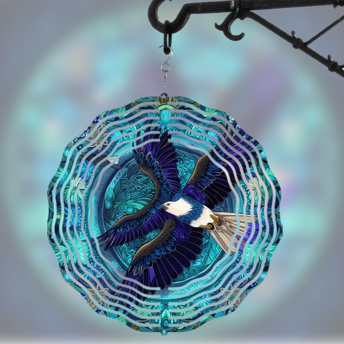 

10 Inch Eagle Wind Chime for Outdoor Decor Rotating Hook Hanging Ornament Perfect for Courtyard Lawn Garden Spring Summer Gift 01A