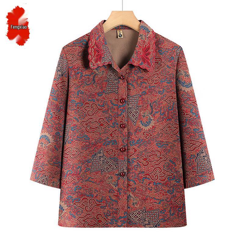 

Женская весенне-летняя блузка с рукавом 3/4 для пожилых 5XL