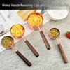 8-Piece Stainless Steel Measuring Cups & Spoons with Walnut Wood Handles & Rose Gold Finish